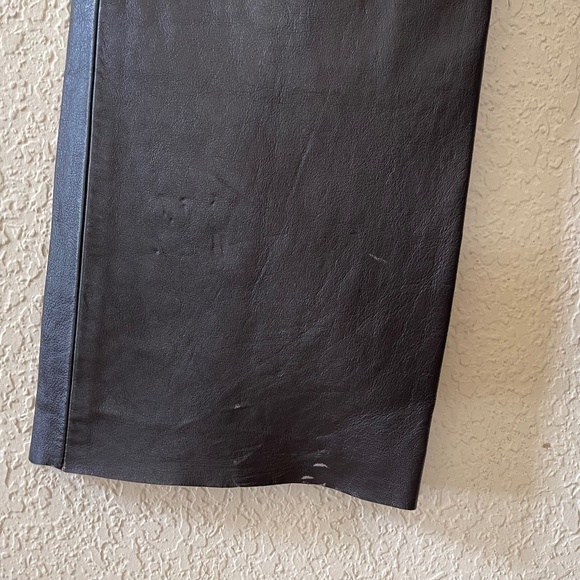 Vintage BCBGMaxAzria Lea Pants Leather Straight Chic Retro Western Brown 10 - Picture 11 of 16